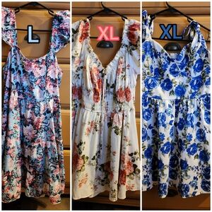 Shein Floral Dresses in Pink, Red, and Blue
